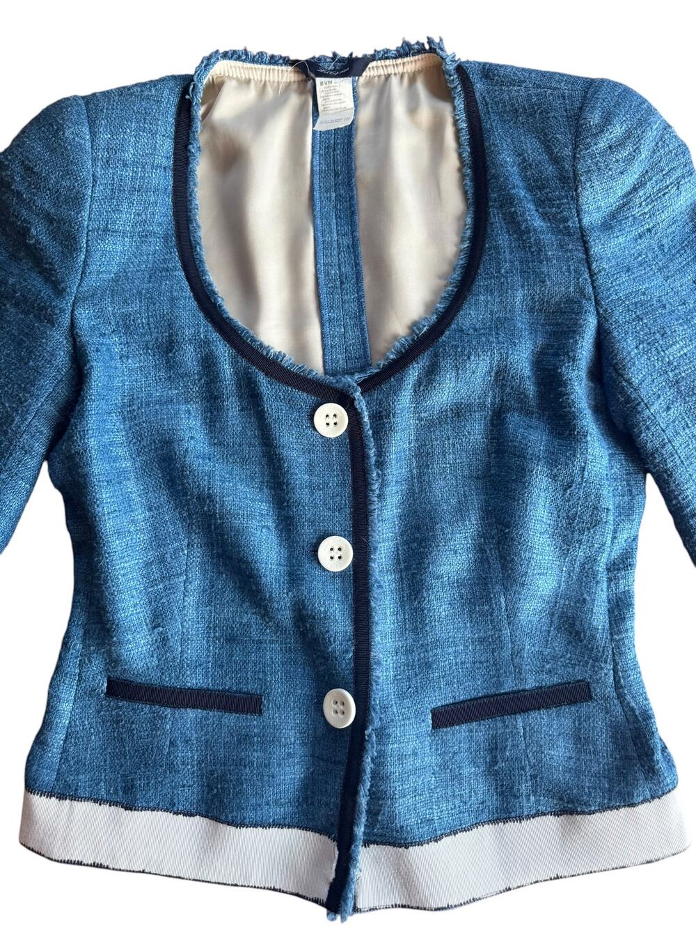 Les Copains Blue 100% Silk Tailored Jacket Blazer | EU 40 | Made in Bulgaria